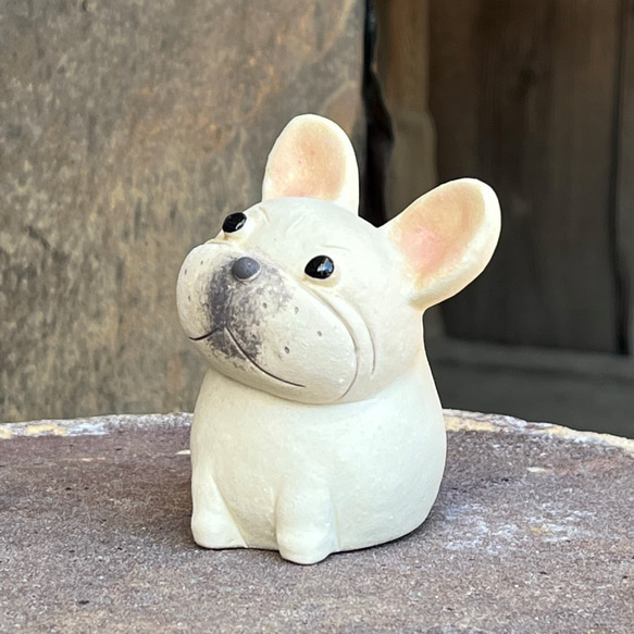 法國鬥牛犬（奶油色）O-400-3 陶瓷/法國鬥牛犬/Hokoku Mugyu Dog 第1張的照片