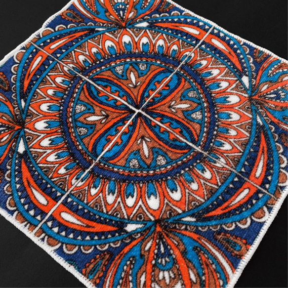 綿100% タオルハンカチ オリジナル ペイズリー柄 【MTH-002/BLUE