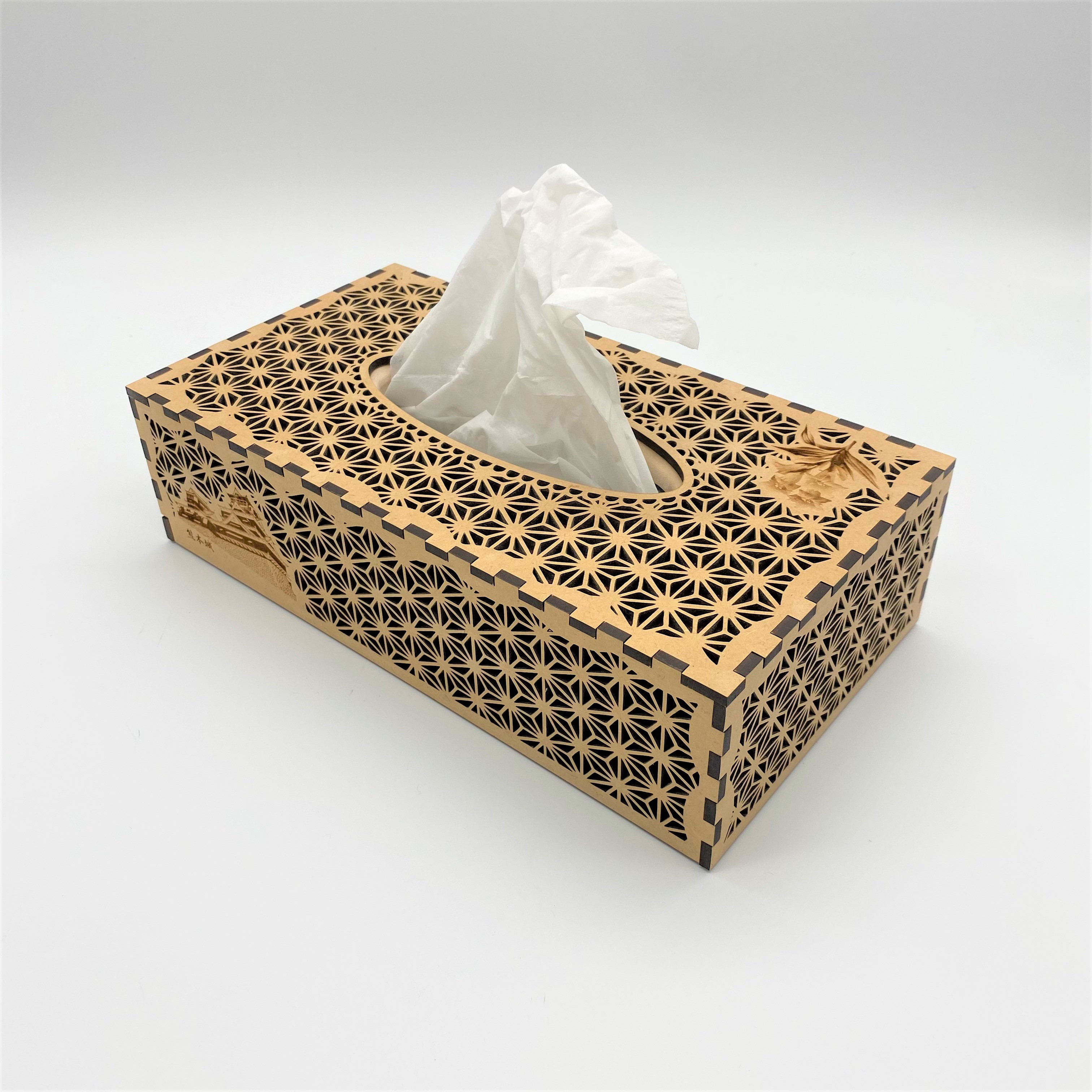 木製ティッシュＢＯＸ★麻の葉★ハンドメイド★リビング★ギフト