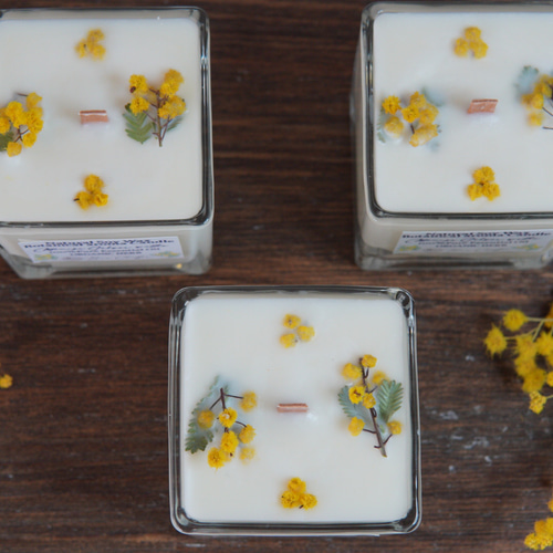 ミモザSスクエアグラスキャンドル キャンドル・キャンドルホルダー