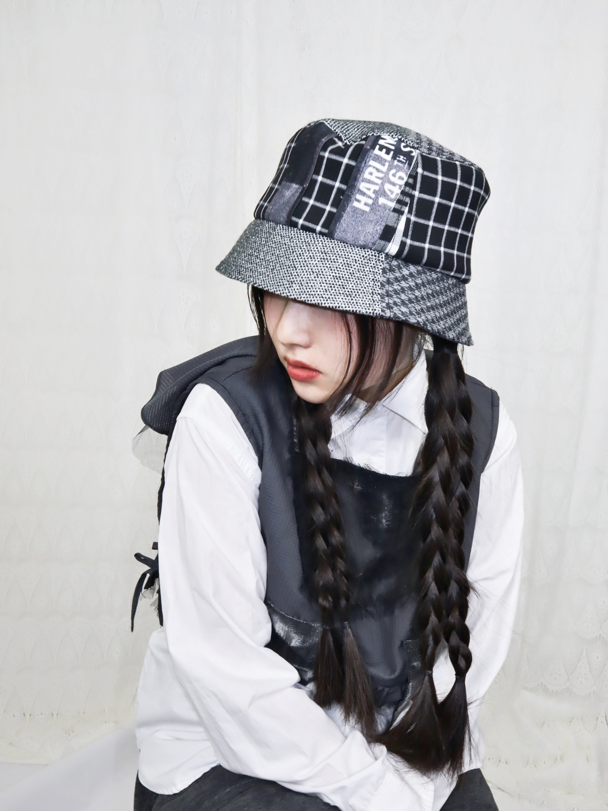 splicing design bucket hat 0004BK meikeiin handmade
