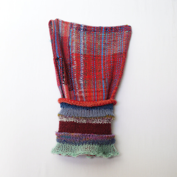 【織り×編み】鮮やかなバラクラバ 　フード付きネックウォーマー 3枚目の画像