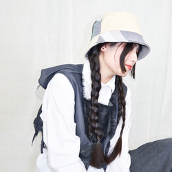 splicing design bucket hat 0004GY meikeiin handmade 12枚目の画像