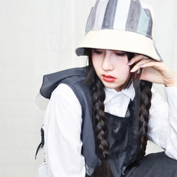 splicing design bucket hat 0004GY meikeiin handmade 1枚目の画像