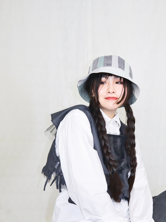 splicing design bucket hat 0004GG meikeiin handmade 10枚目の画像