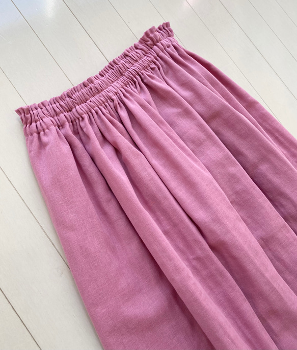 ダブルガーゼギャザースカート　桜ピンク 5枚目の画像