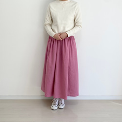 ダブルガーゼギャザースカート　桜ピンク 2枚目の画像