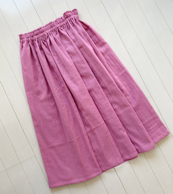 ダブルガーゼギャザースカート　桜ピンク 3枚目の画像