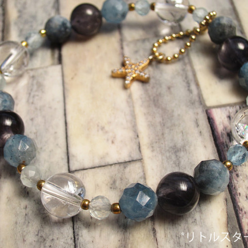 冷静と知的な青 天然石 ブレスレット アイオライト ディープブルー