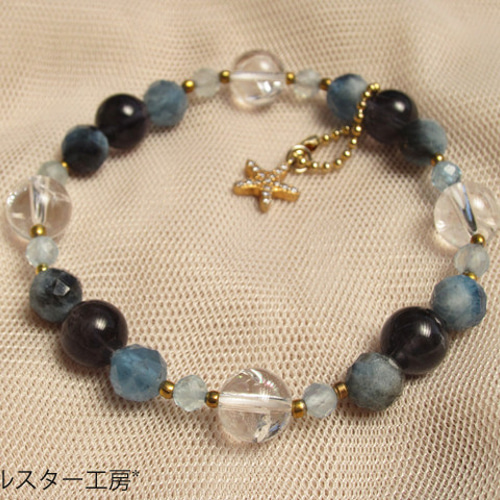 冷静と知的な青 天然石 ブレスレット アイオライト ディープブルー