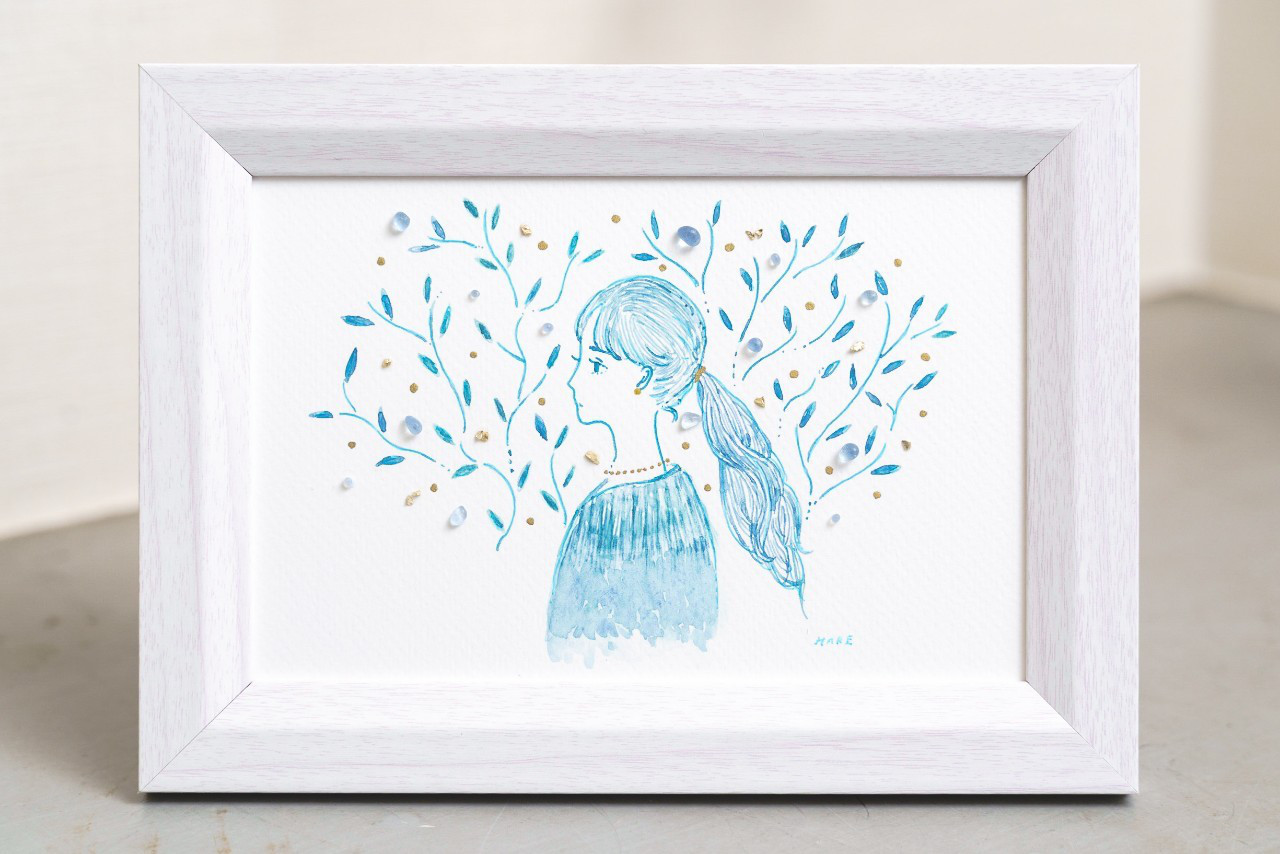 シーグラスアート/ハンドメイド/原画/水彩画 /手描きイラスト