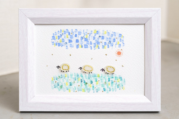 【旅】シーグラスアート　イラスト　水彩画　原画 シーグラスアート/ハンドメイド/原画/水彩画 /手描きイラスト