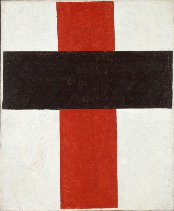 -Large cross in black over red on white - (1920)　ピンバッチ　アート　 2枚目の画像