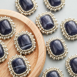 ビーズ刺繍カボション】ビーズ刺繍 カボション 貼り付け 刺繍 メタル