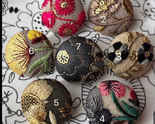 インド刺繍 くるみボタン38㎜ ヘアゴム 2個セット Q インド刺繍 くるみボタン38㎜ ヘアゴム 2個セット I