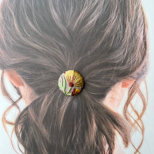インド刺繍リボン くるみボタン ヘアゴム ヘアゴム ＋labo 通販