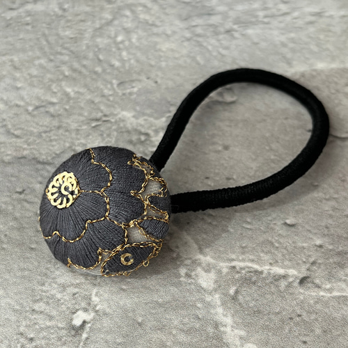 インド刺繍リボン くるみボタン ヘアゴム ヘアゴム ＋labo 通販