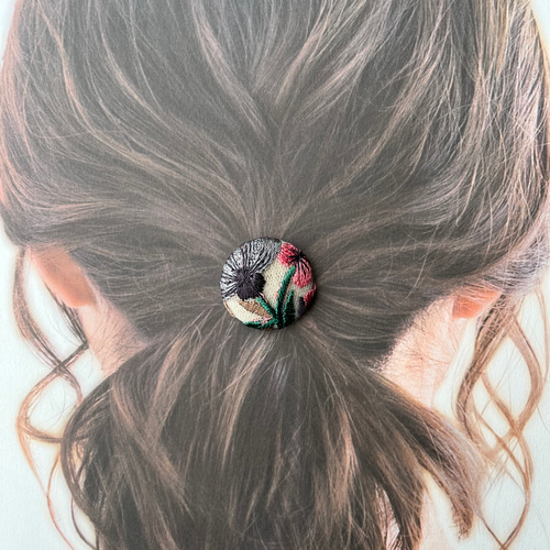 インド刺繍リボン くるみボタン ヘアゴム ヘアゴム ＋labo 通販