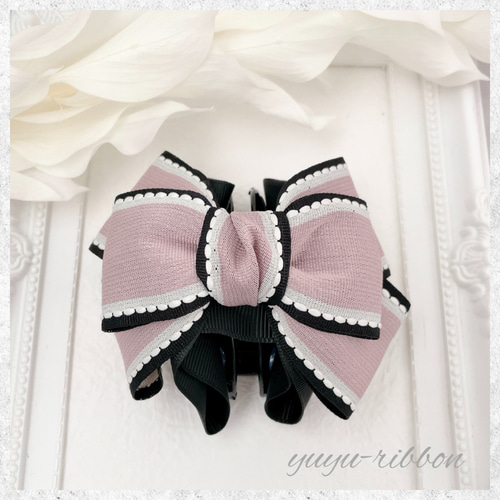 ピンクリボンのバンスクリップ ヘアクリップ・バナナクリップ yuyu 