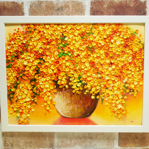 油絵 油彩 油彩画 絵 絵画 【ミモザ】 絵画 HR 通販 15370776