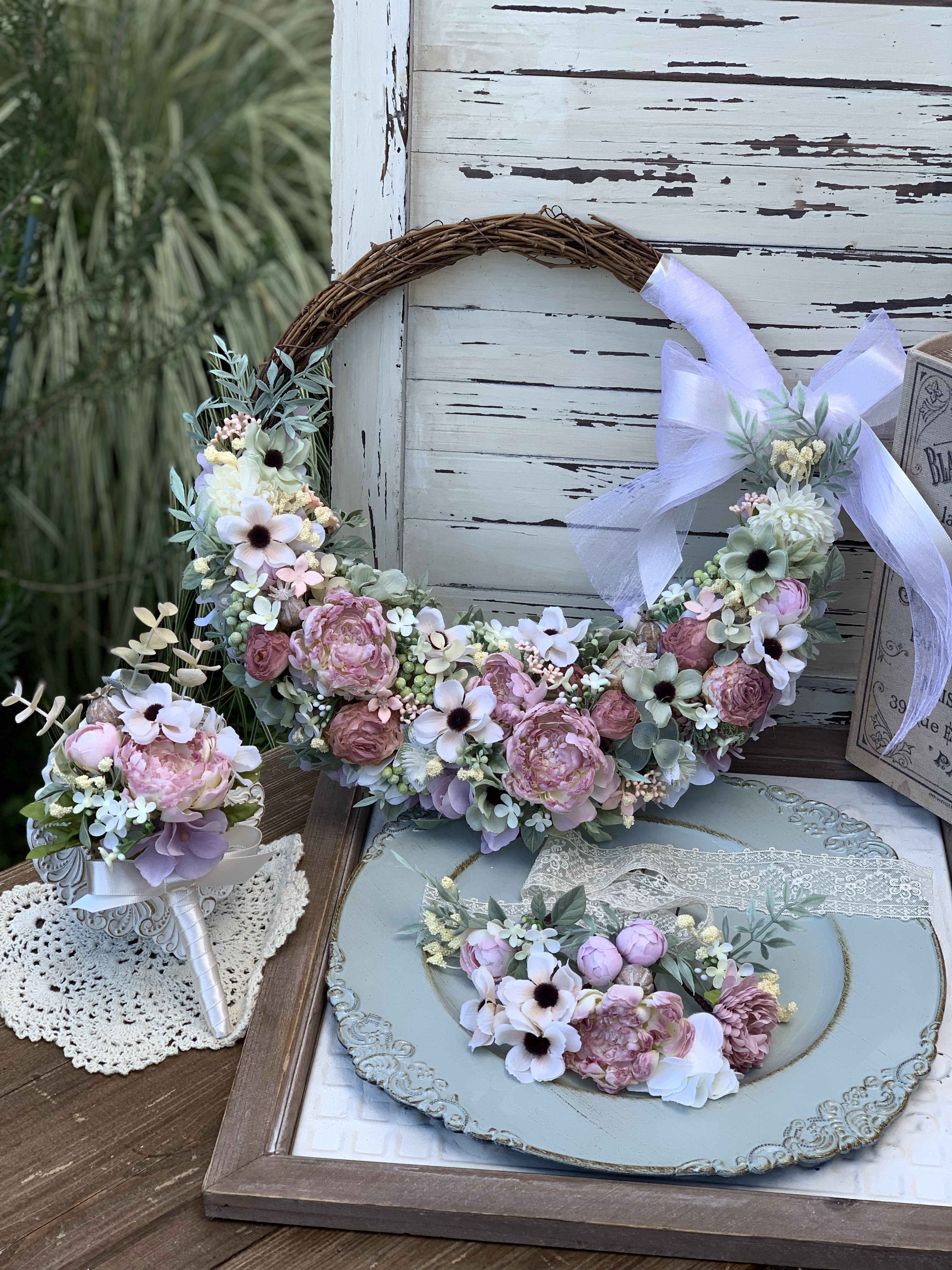 ✨ウエディングリースブーケ&ブートニア&ヘアーパーツ✨