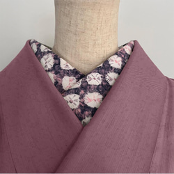 半衿 絞り染め ぼかし 梅紫と青褐 半襟 木綿 コットン グラデーション ピンク 3枚目の画像