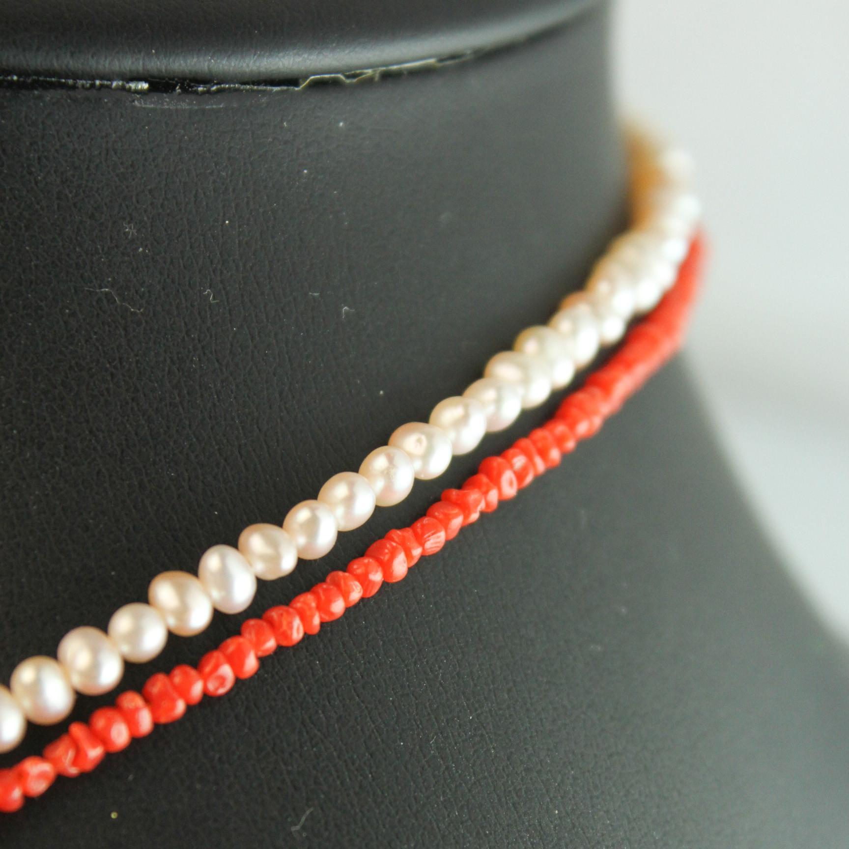 【ギフト発送/3月誕生石】枝珊瑚  天然パール　2連ネックレス