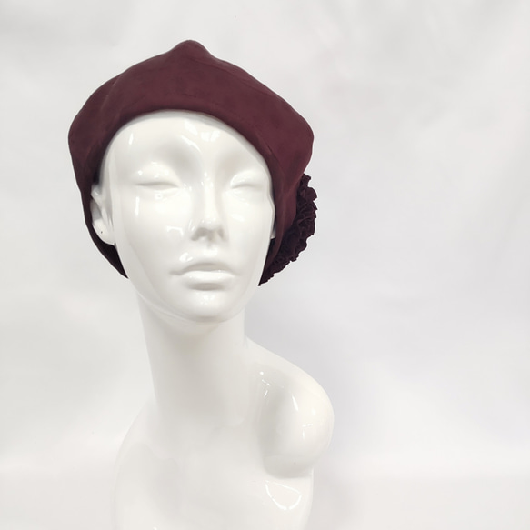 和服改造花貝雷帽：紅棕色背景圖案 rinko / 國內免費送貨 / 2301b05 第10張的照片