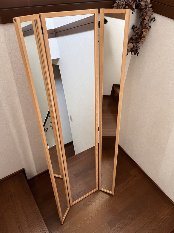 【日本製】三面鏡　全身鏡　アンティーク 2枚目の画像
