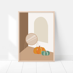 ハロウィンのポスター　/ i1460 / かぼちゃと秋の葉、抽象的な形など　インテリアポスター 8枚目の画像