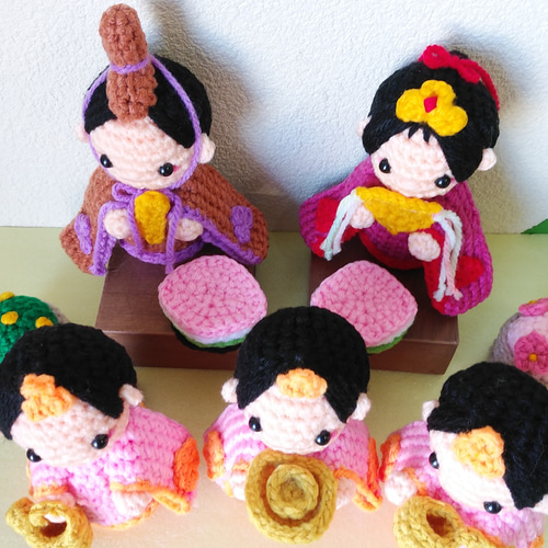 ☆かぐや☆お雛様♪三人官女♪雛祭り＊あみぐるみ＊ハンドメイド