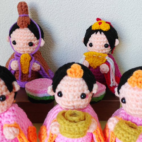 ☆かぐや☆お雛様♪三人官女♪雛祭り＊あみぐるみ＊ハンドメイド