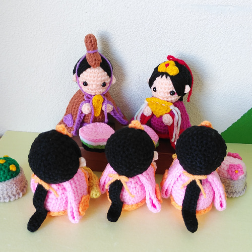 ☆かぐや☆お雛様♪三人官女♪雛祭り＊あみぐるみ＊ハンドメイド