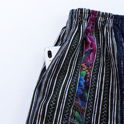 モン族刺繍ワイドパンツ 9　ガウチョパンツ * 86cm丈 * 民族古布　エスニック 9枚目の画像