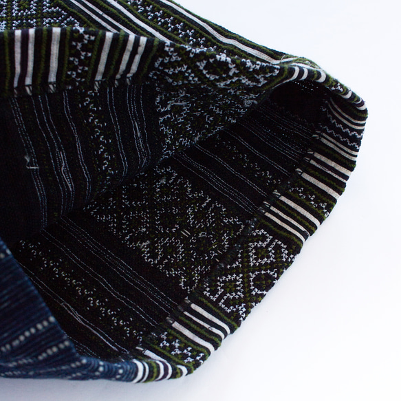 モン族刺繍ワイドパンツ 9　ガウチョパンツ * 86cm丈 * 民族古布　エスニック 11枚目の画像