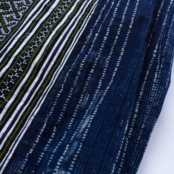 モン族刺繍ワイドパンツ 9　ガウチョパンツ * 86cm丈 * 民族古布　エスニック 7枚目の画像