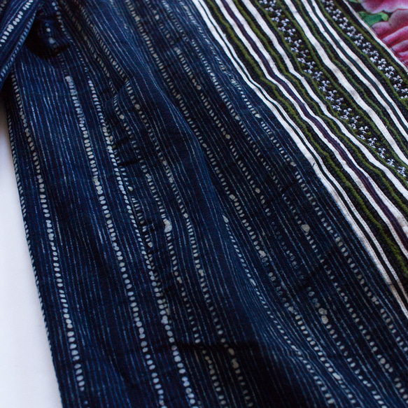 モン族刺繍ワイドパンツ 9　ガウチョパンツ * 86cm丈 * 民族古布　エスニック 5枚目の画像