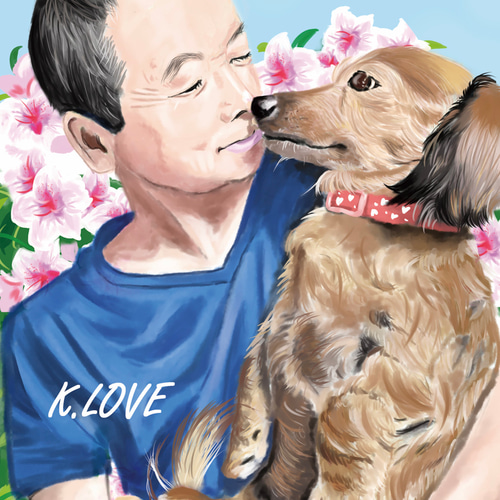 ペット似顔絵 飼い主様とご一緒に！☆修正回数無制限☆データ