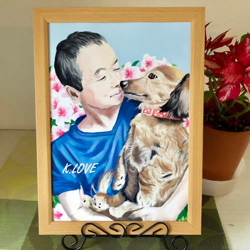 ペット似顔絵 飼い主様とご一緒に！☆修正回数無制限☆データ