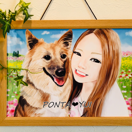 ペット似顔絵 飼い主様とご一緒に！☆修正回数無制限☆データ