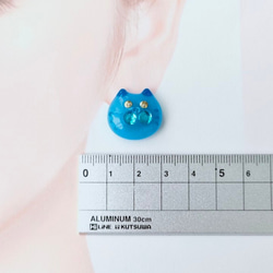 しあわせの青い猫ピアス(パーツ変更可能) 6枚目の画像