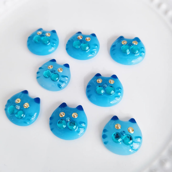 しあわせの青い猫ピアス(パーツ変更可能) 5枚目の画像