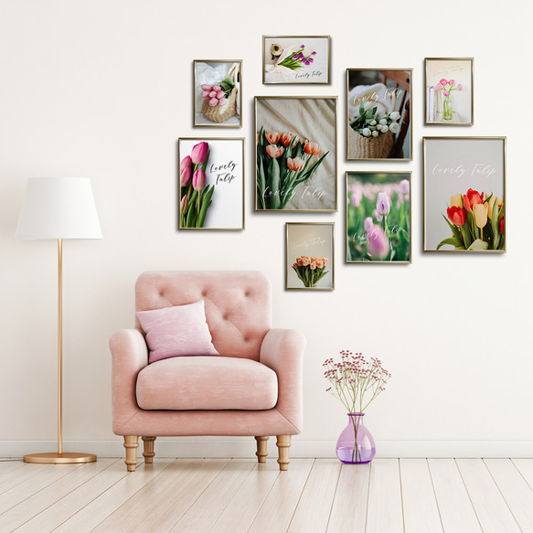 チューリップのポスター　/ i1179 / 春のチューリップ　ピンク、パープル、白　インテリアポスター 11枚目の画像