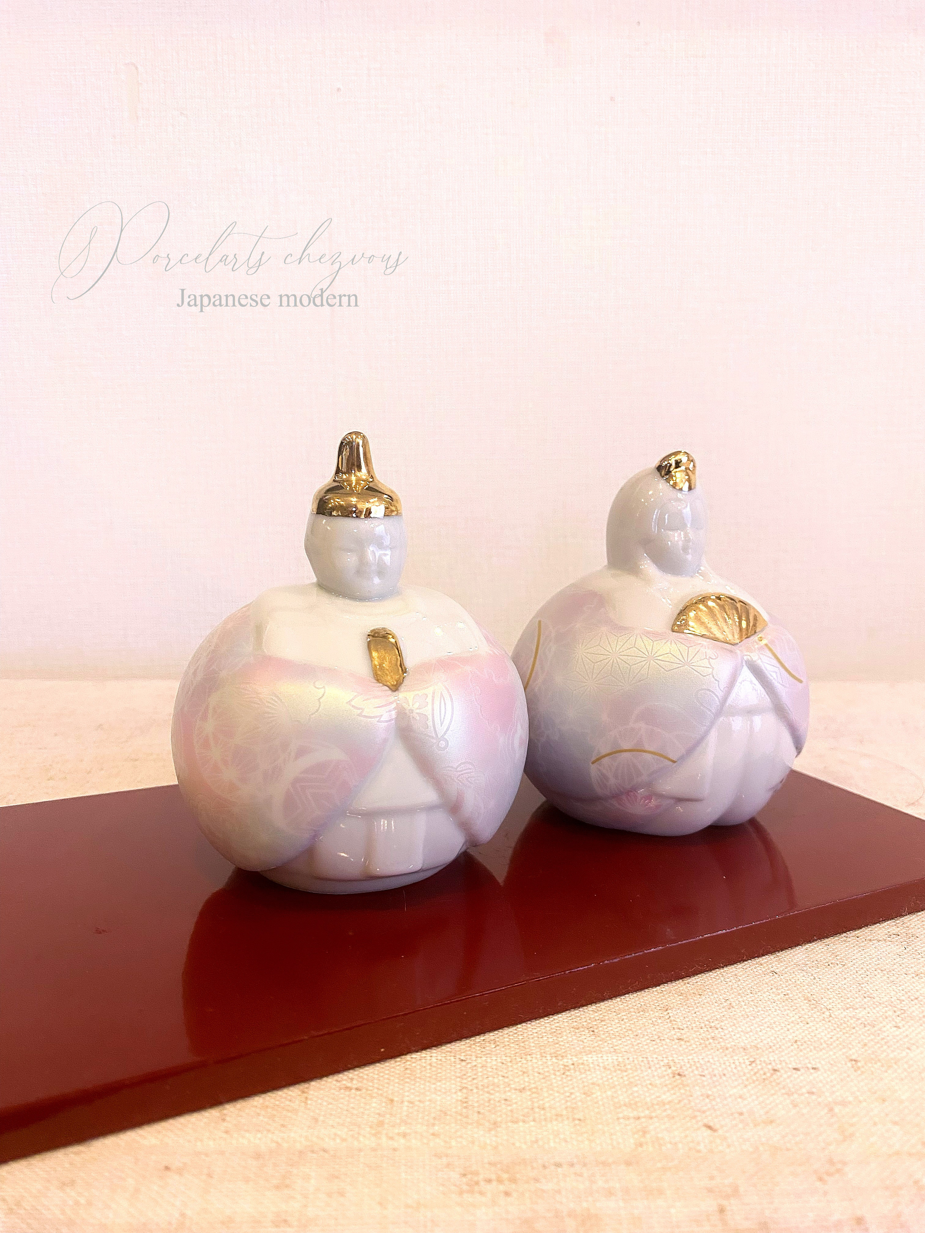 ［九谷焼］丸雛　陶器製のひな人形