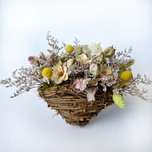 再販】ナチュラル壁飾り ドライフラワー 猫好きさんのお花雑貨