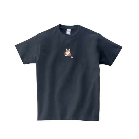 動物Tシャツ-ネコ（デニムグレー） 1枚目の画像