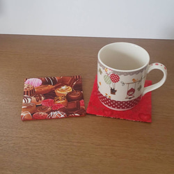 リバーシブルコースター 2枚セットお家カフェ  バレンタイン チョコレート柄 ハート可愛い 4枚目の画像
