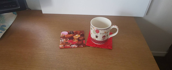 リバーシブルコースター 2枚セットお家カフェ  バレンタイン チョコレート柄 ハート可愛い 4枚目の画像