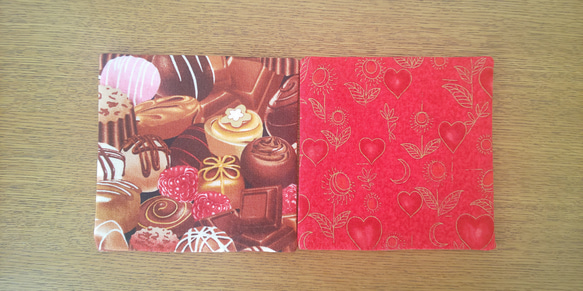 リバーシブルコースター 2枚セットお家カフェ  バレンタイン チョコレート柄 ハート可愛い 5枚目の画像