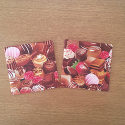 リバーシブルコースター 2枚セットお家カフェ  バレンタイン チョコレート柄 ハート可愛い 2枚目の画像